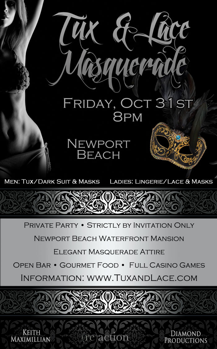 Tux and Lace Party Information - Newport Beach - October 31 8pm